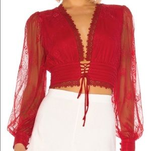 NBD Red Lacey Blouse